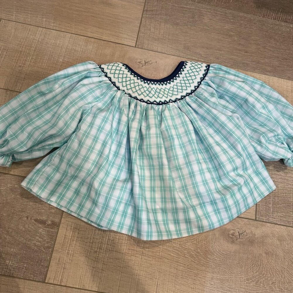 BUSY BEES SMOCKS GIRLS GREEN PLAID DRESS 24 MONTHS NWOT